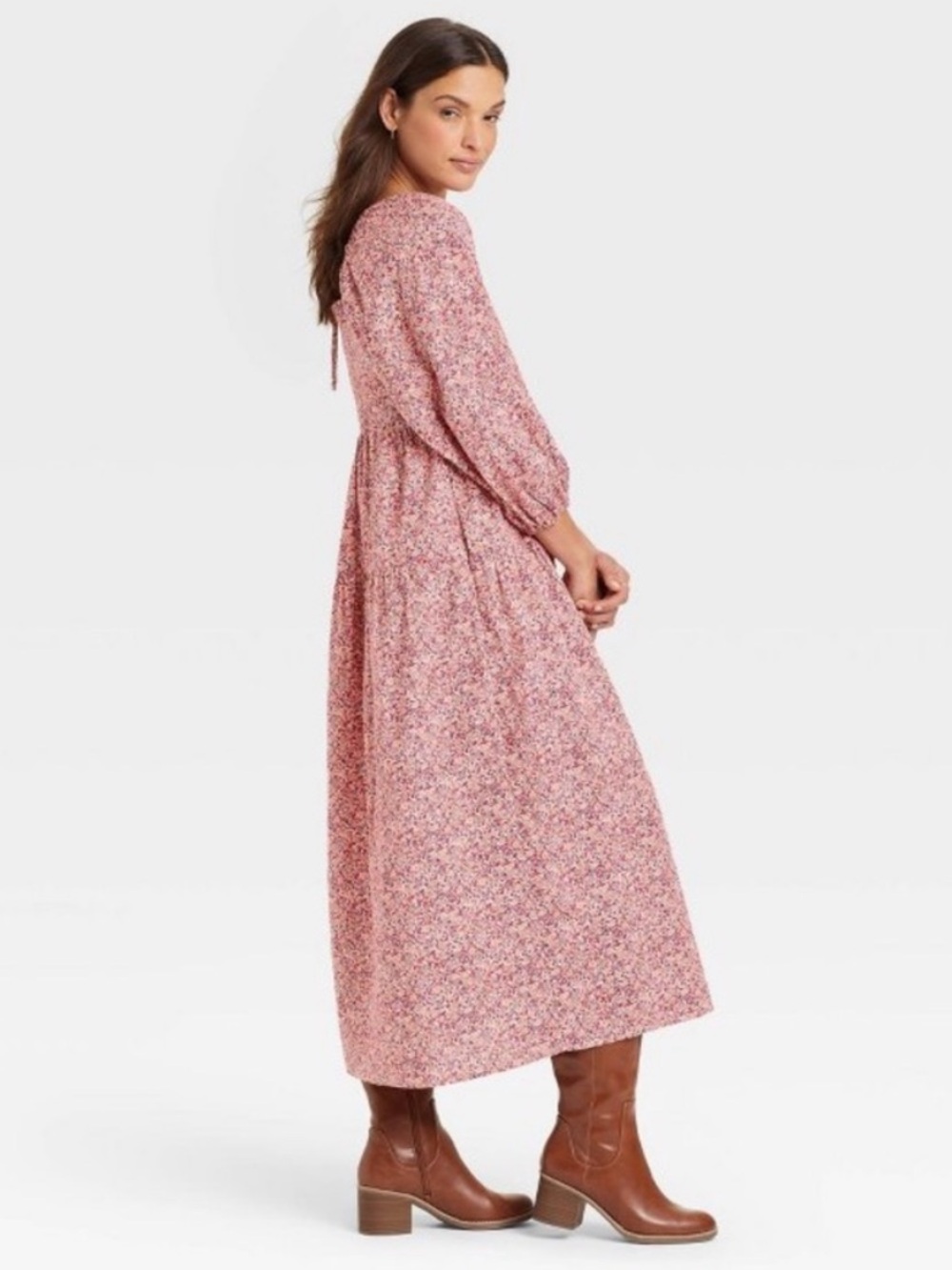 Universal Thread Women's Floral Balloon Sleeve Tiered Midi Prairie Dress Size XL - Picture 2 of 9